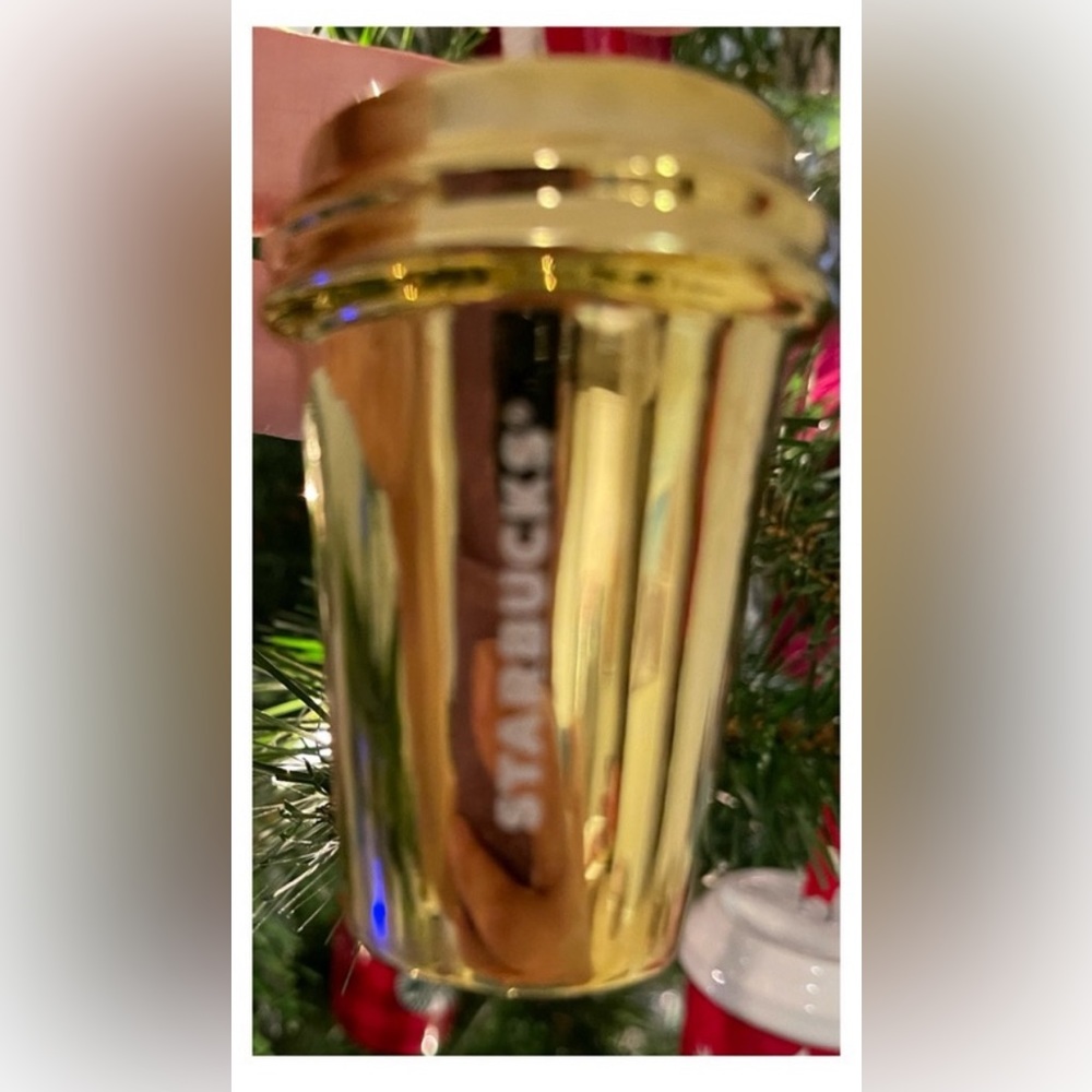 Gold Starbucks ornament. 💛🎄You’ll love it!🎄💛